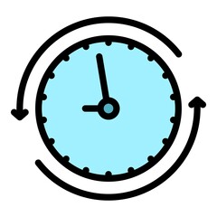 Poster - Home work time icon. Outline home work time vector icon color flat isolated