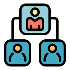 Poster - People group online meeting icon. Outline people group online meeting vector icon color flat isolated