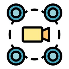 Poster - Team online meeting icon. Outline team online meeting vector icon color flat isolated