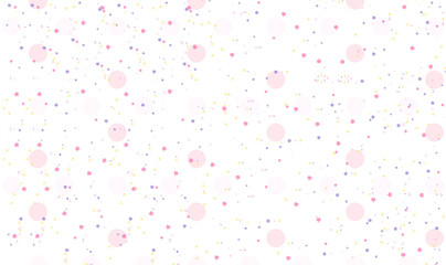Poster - Seamless pattern with scattered rounded spots with pink polka dot background. Endless print with colored irregular polka dot. Small Happy Polka Background. Pastel cute hand drawn dots. Vector EPS10