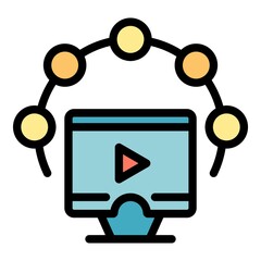 Poster - Digital online meeting icon. Outline digital online meeting vector icon color flat isolated