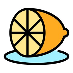 Poster - Half kitchen lemon icon. Outline half kitchen lemon vector icon color flat isolated