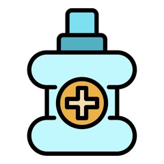 Sticker - Antibacterial bottle icon. Outline antibacterial bottle vector icon color flat isolated