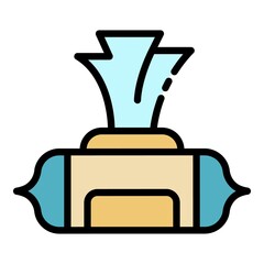 Poster - Wet wipes pack icon. Outline wet wipes pack vector icon color flat isolated