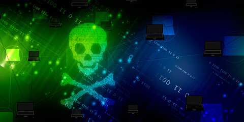 2d illustration abstract binary skull 
 