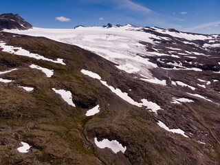 Poster - Mountains with snow and glaciers. Road Sognefjellet, Norway