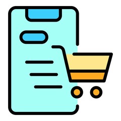 Aufkleber - Smartphone shop home delivery icon. Outline smartphone shop home delivery vector icon color flat isolated