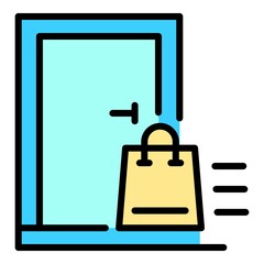 Poster - home delivery door bag icon. outline home delivery door bag vector icon color flat isolated