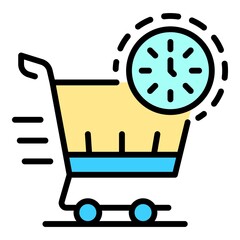 Poster - Fast service home delivery icon. Outline fast service home delivery vector icon color flat isolated