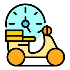 Poster - Fast city scooter delivery icon. Outline fast city scooter delivery vector icon color flat isolated
