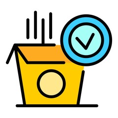 Poster - Open delivered parcel icon. Outline open delivered parcel vector icon color flat isolated