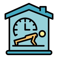 Poster - fitness at home icon. outline fitness at home vector icon color flat isolated