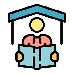 Poster - home study icon. outline home study vector icon color flat isolated