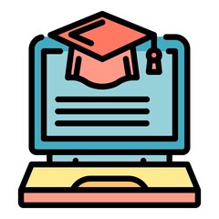 Poster - Digital study icon. Outline digital study vector icon color flat isolated