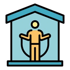 Poster - Exercise home icon. Outline exercise home vector icon color flat isolated