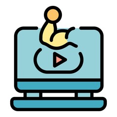 Poster - computer training icon. outline computer training vector icon color flat isolated