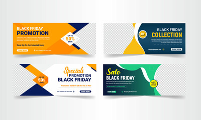 black friday facebook sale cover banner colorful and modern cover banner design template web banner 
