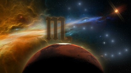 Wall Mural - planet mars in scorpio 3d illustration
