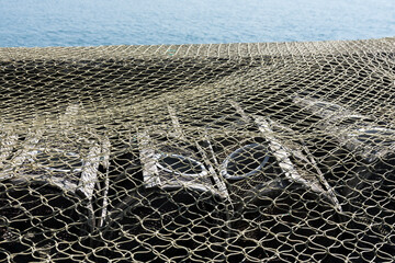 fishing nets and fishing pots on the port