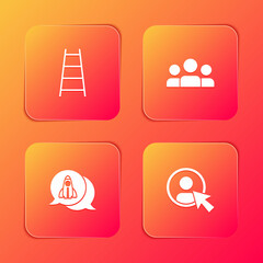 Poster - Set Stair with finish flag, Users group, Startup project concept and Create account screen icon. Vector
