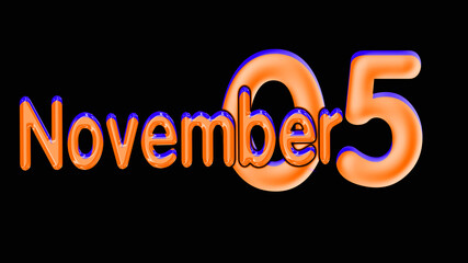 05 November calendar, on black background