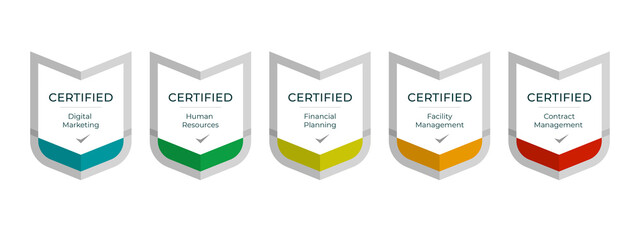 Poster - professional certified badge logo template. shield shape icon vector. digital certification badges a