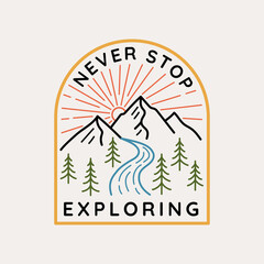 Wall Mural - vector line art outdoor badge. perfect for t-shirt prints, posters and other uses.
