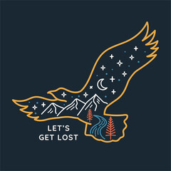 Wall Mural - vector line art outdoor badge. perfect for t-shirt prints, posters and other uses.