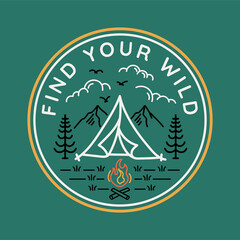 Wall Mural - vector line art outdoor badge. perfect for t-shirt prints, posters and other uses.