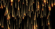 Gold sparkles and golden shine flow of glitter, magic background. Golden trails of fluid or fibers of shiny light of sparkling particles with star glow effect