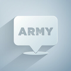 Sticker - Paper cut Military army icon isolated on grey background. Paper art style. Vector