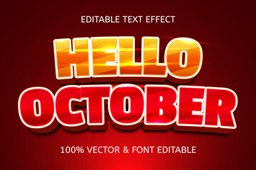 Wall Mural - hello october style luxury editable text effect