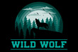 Wild wolf design vintage retro
