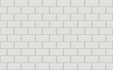  Subway tiles horizontal white background Metro brick decor seamless pattern for kitchen, bathroom or outdoor architecture vector illustration Glossy building interior design tiled material