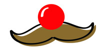 Red Nose Day Concept. Carnival, Red Ball. Emoticon, Emoji Face Smiling And Moustache, Mustache Or Beard Men Face. Clown's Face. Cartoon Vector Cool Sign For Banner Or Card.  Children Safe.