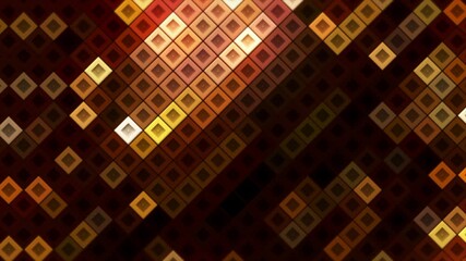 Poster - Background with moving glowing squares in game style. Motion. Game background with electronic field and moving glowing squares. Neon squares move like snake or like in Tetris