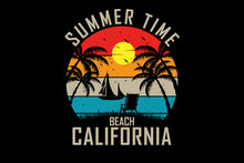 Summer Time Beach California Design Vintage Retro