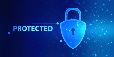 2d illustration Safety concept: Closed Padlock on digital background