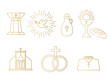 golden seven sacraments of the Catholic Church icons- vector illustration