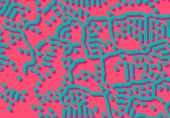Poster - Abstract background with optical illusion generative pattern and vibrant fluid psychedelic colors.