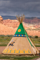 Wall Mural - tipi, American Indian tents in Capitol Reef National Park in United States of America