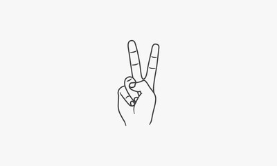Wall Mural - line icon gesture two finger peace on white background.
