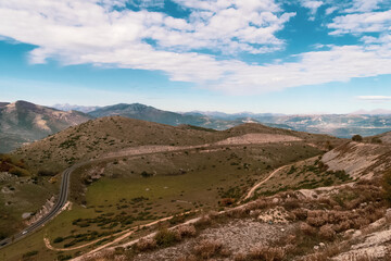 Sticker - Panoramic view of the mountains during autumn.