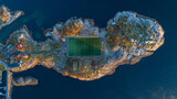 Fototapeta  - the Henningsvaer Stadion on an island in lofoten