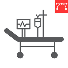 Wall Mural - intensive care glyph icon, chemotherapy and coronavirus, hospital bed vector icon, vector graphics, 