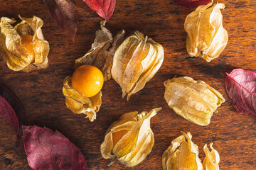 Canvas Print - Physalis peruviana. Cape Gooseberry or ground cherries fruit.