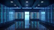 canvas print picture - Modern data center interior. Security in the internet of things. 