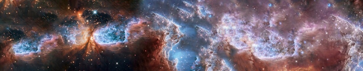 Wall Mural - somewhere in extreme deep space far galaxies and stardust. science fiction ultrawide background. ele