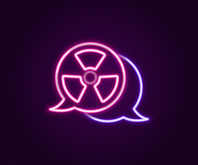 Glowing neon line Radioactive icon isolated on black background. Radioactive toxic symbol. Radiation Hazard sign. Colorful outline concept. Vector