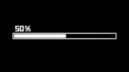 Poster - Loading bar downloading barloading screen pixelated progress animation Loading Transfer Download 0-100% in black background.